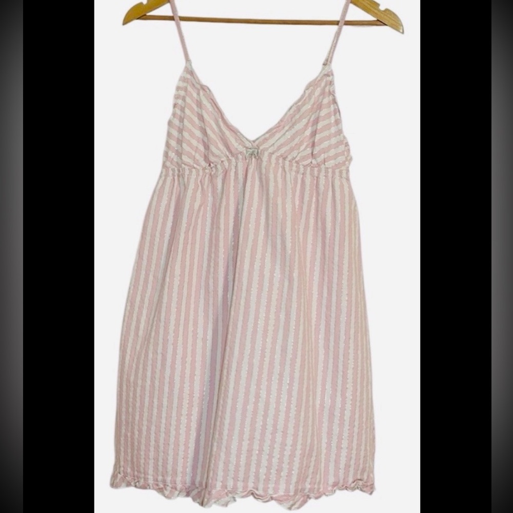 Vintage Y2K Victoria’s Secret Pink, White Pinstriped Nightgown